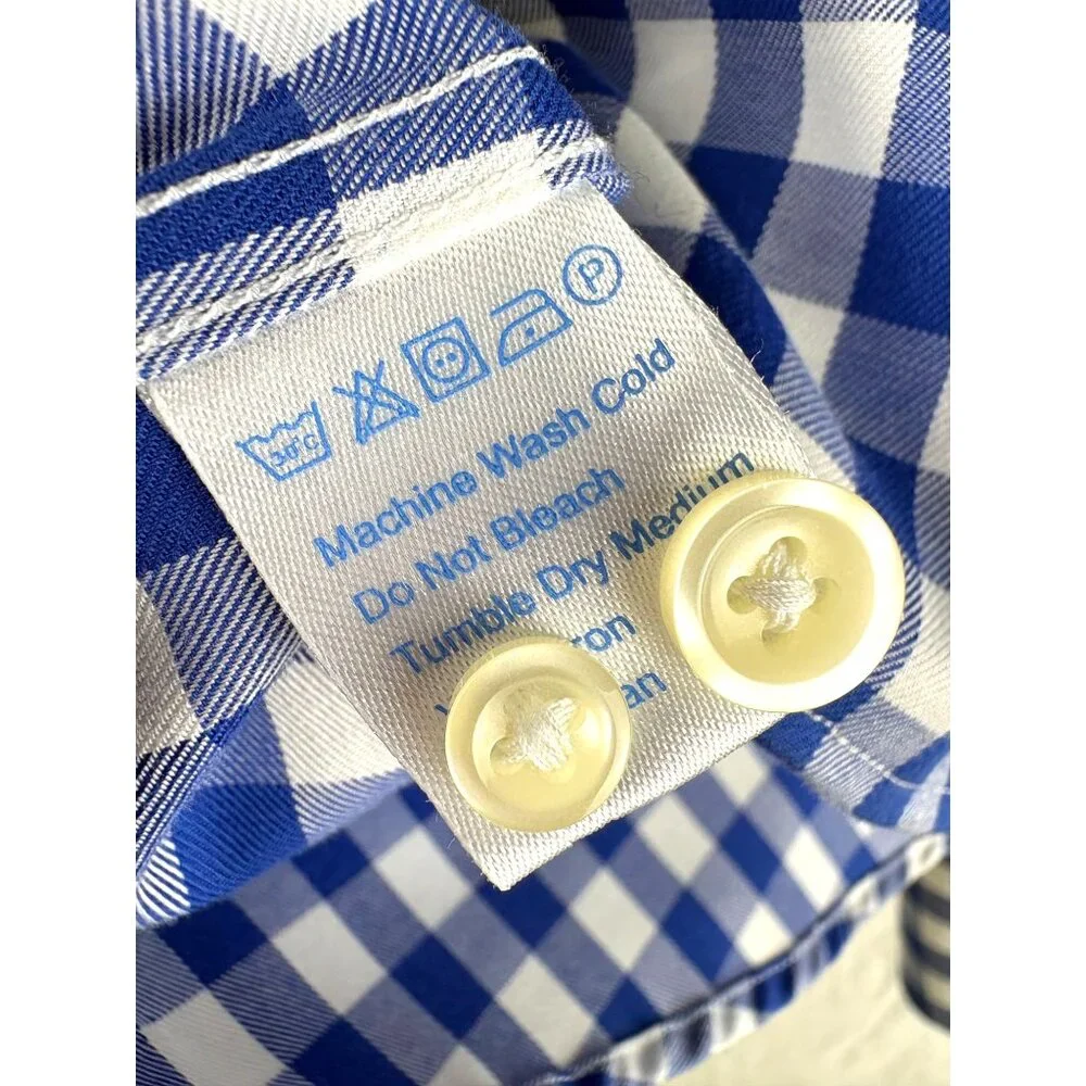 Twillory Men's Tailored Fit Blue & White Gingham Check Dress Shirt 17 32/33 - Picture 7 of 16